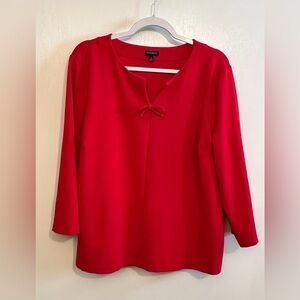 Talbots Red 3/4 Sleeve Shirt with Bow, Size XL